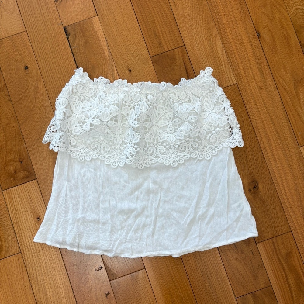 Onetheland White Peasant Style Top Size Medium - Picture 3 of 5